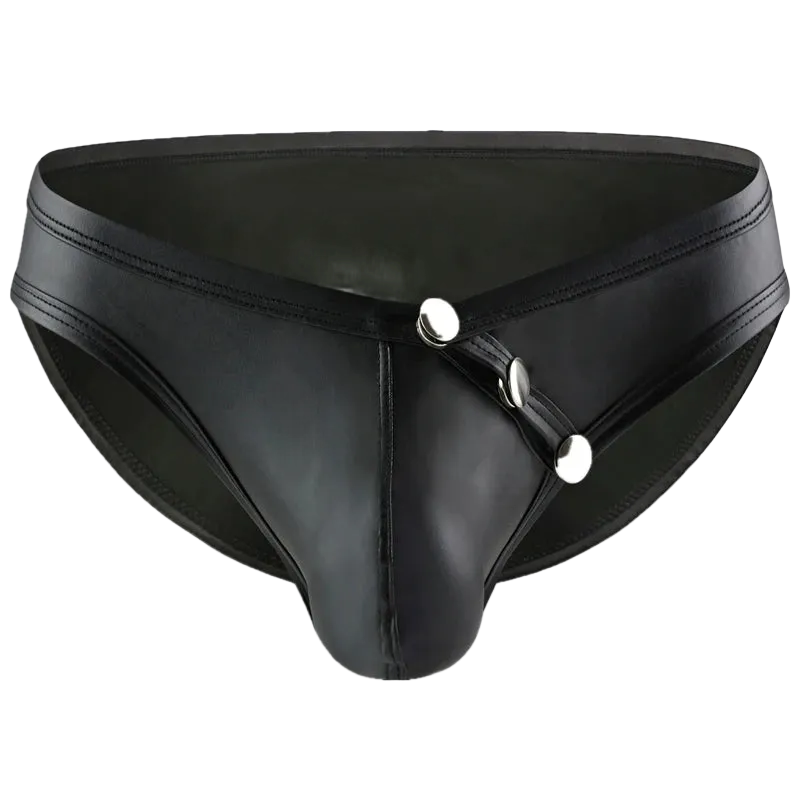 Faux Leather Pouch Briefs