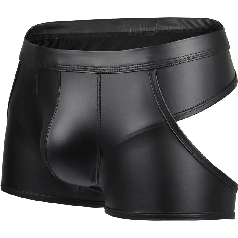 Men’s Faux-Leather Open-Back Underwear
