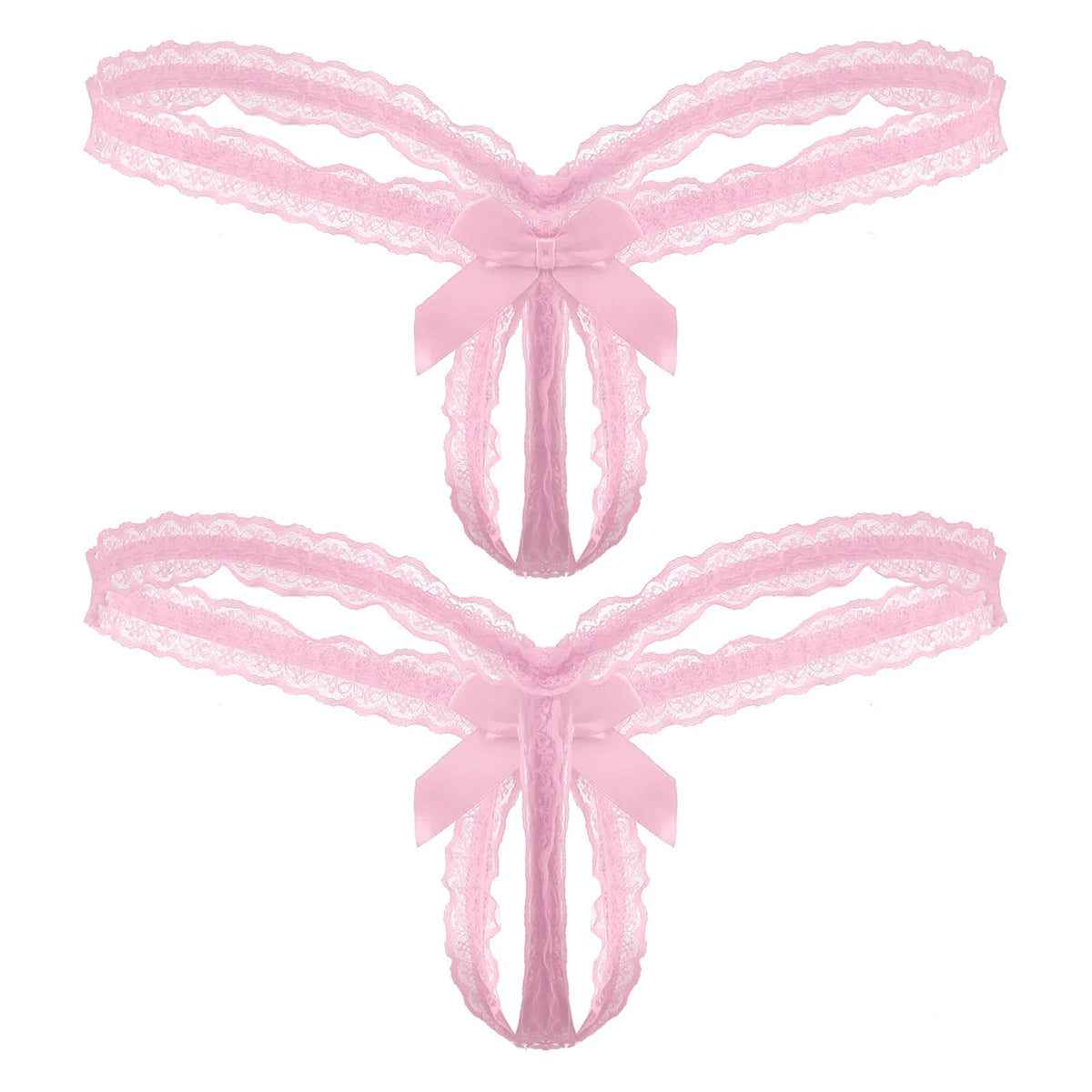 Sissy Frilly Lace Crotchless G-String