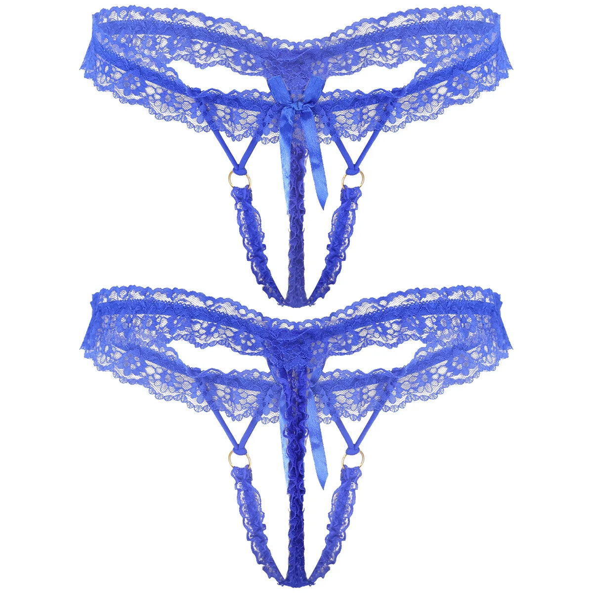 Sissy Frilly Lace Crotchless G-String