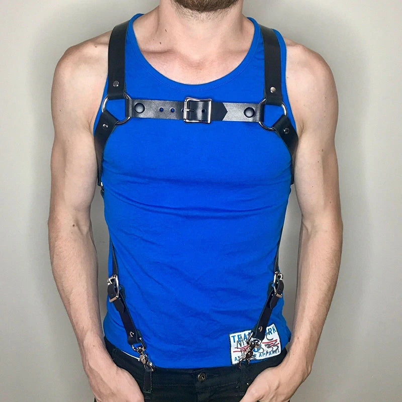 Faux-Leather Chest Harness