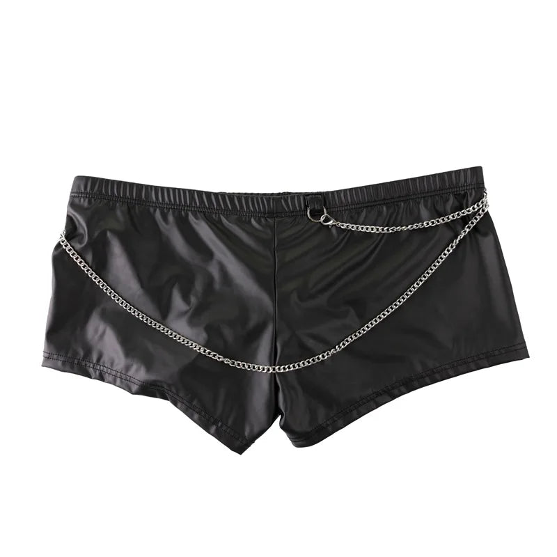 Leash Clip Faux Leather Underwear