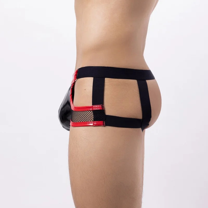 O-Ring Mesh & Faux Leather Jockstrap