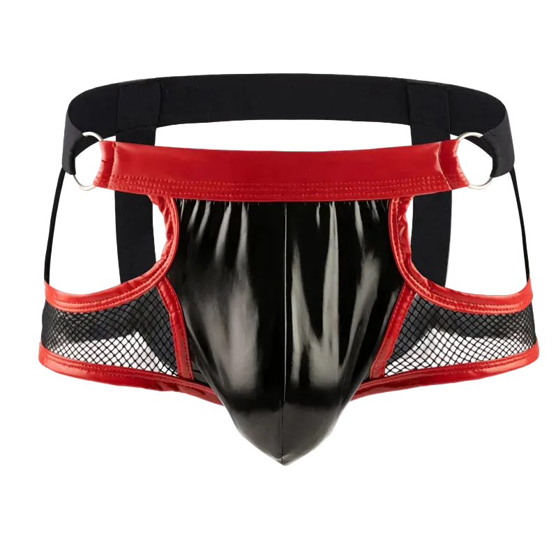 O-Ring Mesh & Faux Leather Jockstrap