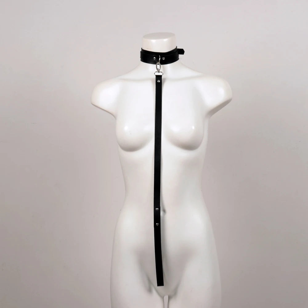 Faux Leather Collar & Strap Leash