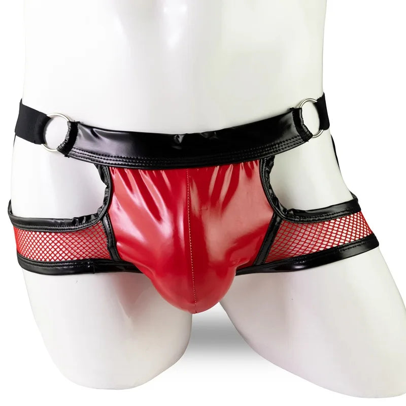 O-Ring Mesh & Faux Leather Jockstrap