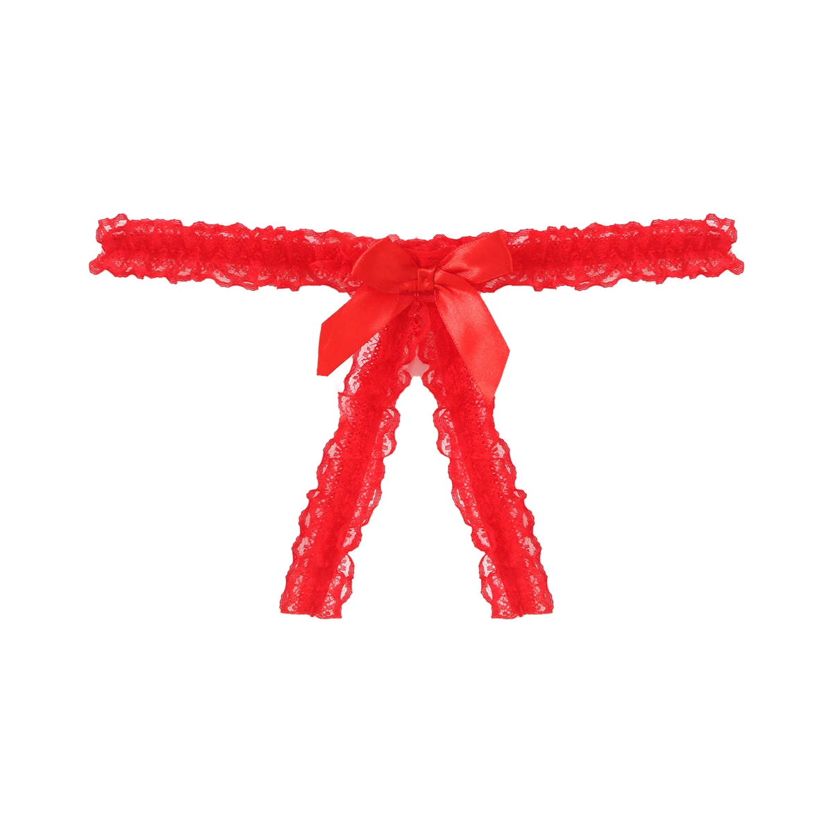 Sissy Frilly Lace Crotchless G-String
