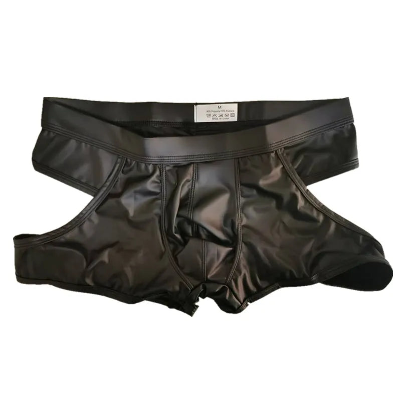 Men’s Faux-Leather Open-Back Underwear