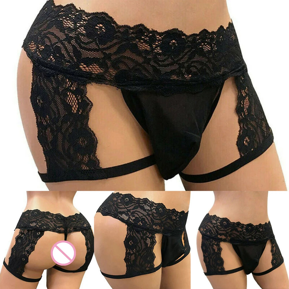 Sissy Boy Cut-Out Lace Thong