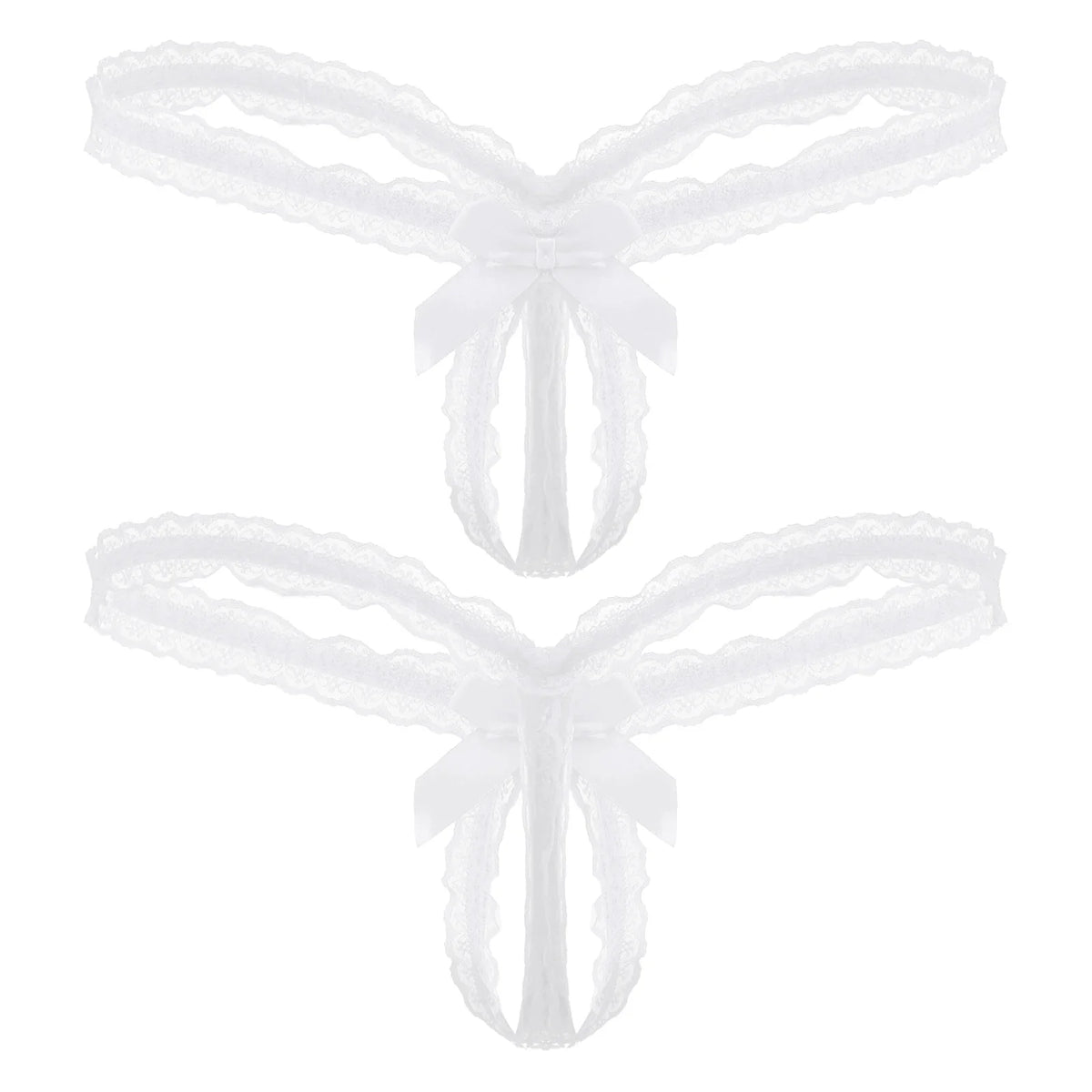 Sissy Frilly Lace Crotchless G-String