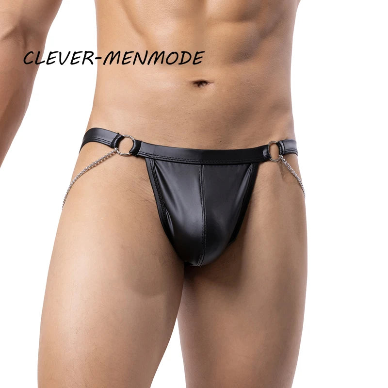 Faux-Leather Chain Thong