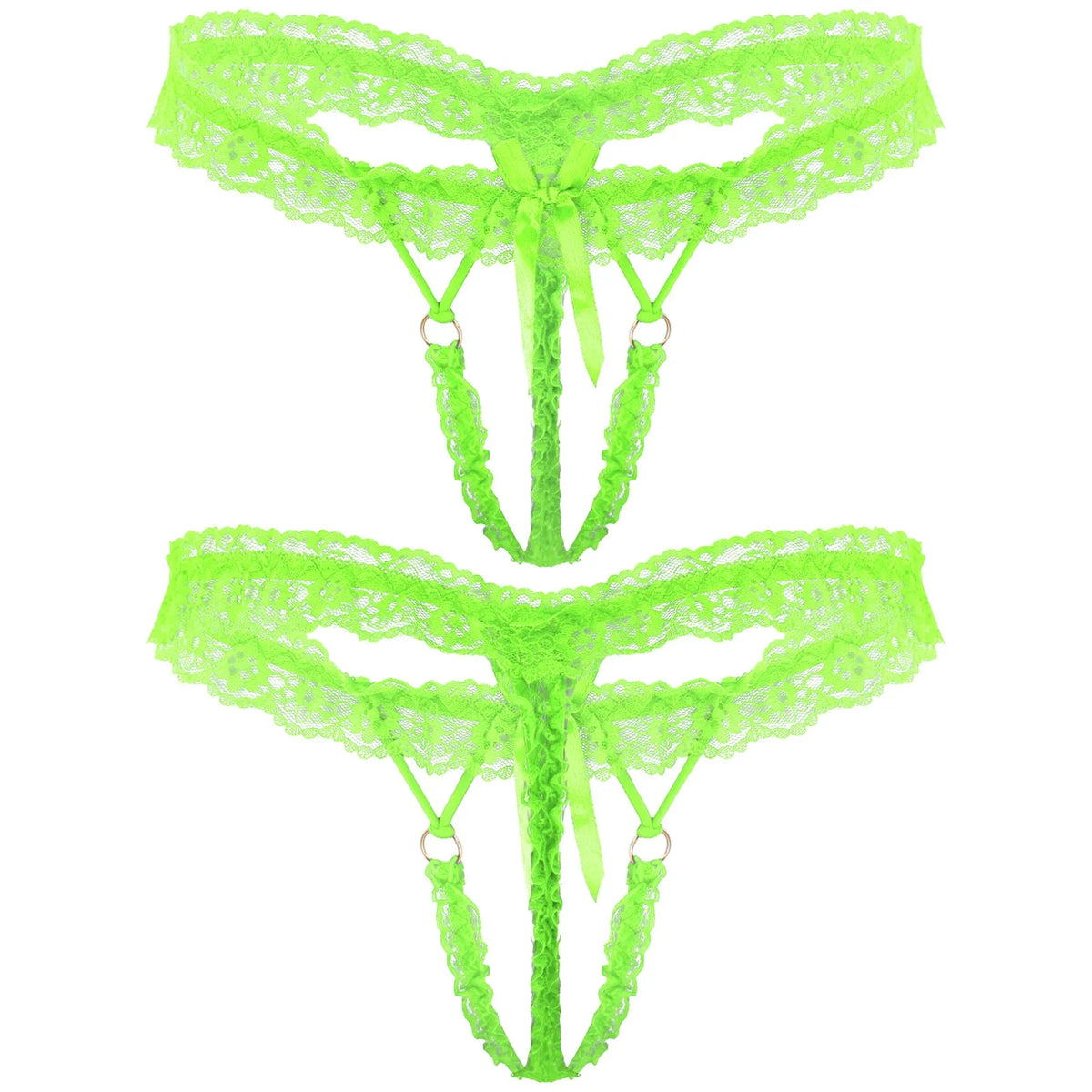 Sissy Frilly Lace Crotchless G-String
