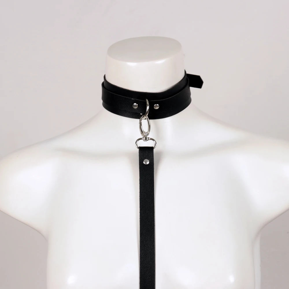 Faux Leather Collar & Strap Leash