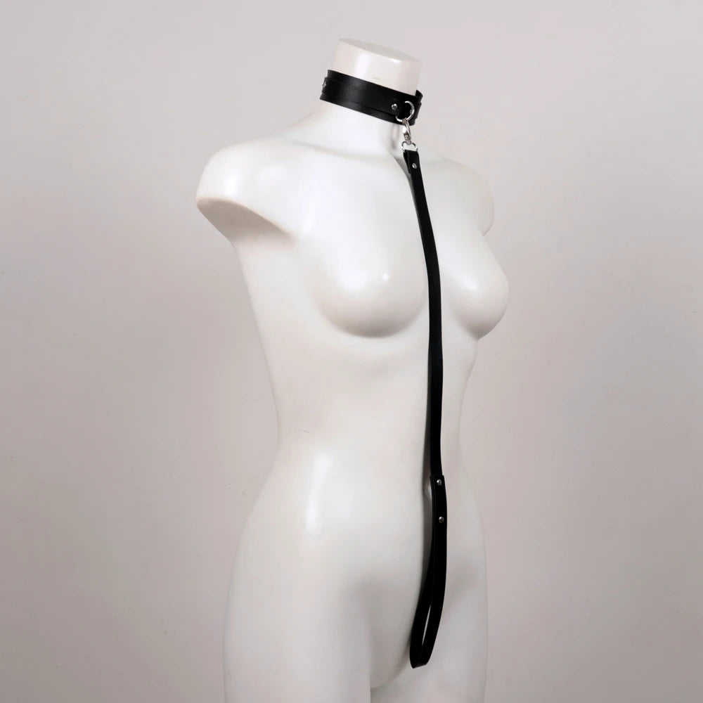 Faux Leather Collar & Strap Leash