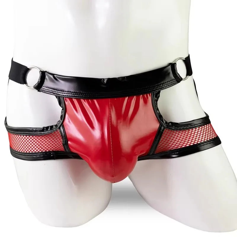 O-Ring Mesh & Faux Leather Jockstrap