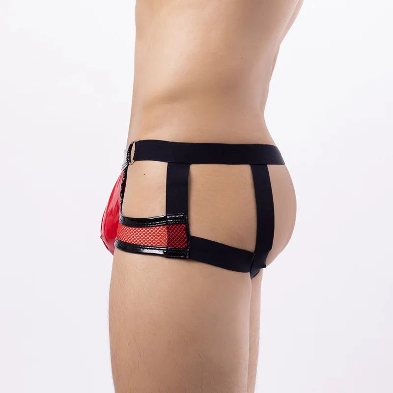 O-Ring Mesh & Faux Leather Jockstrap