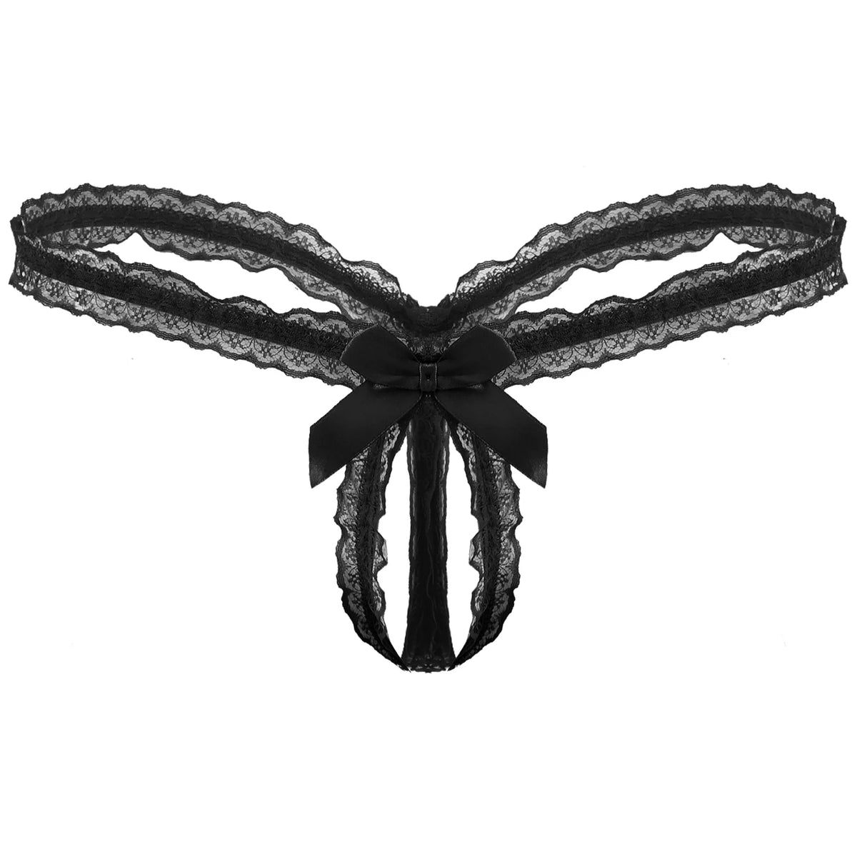 Sissy Frilly Lace Crotchless G-String