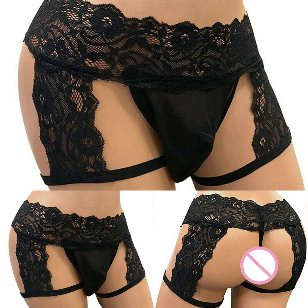 Sissy Boy Cut-Out Lace Thong