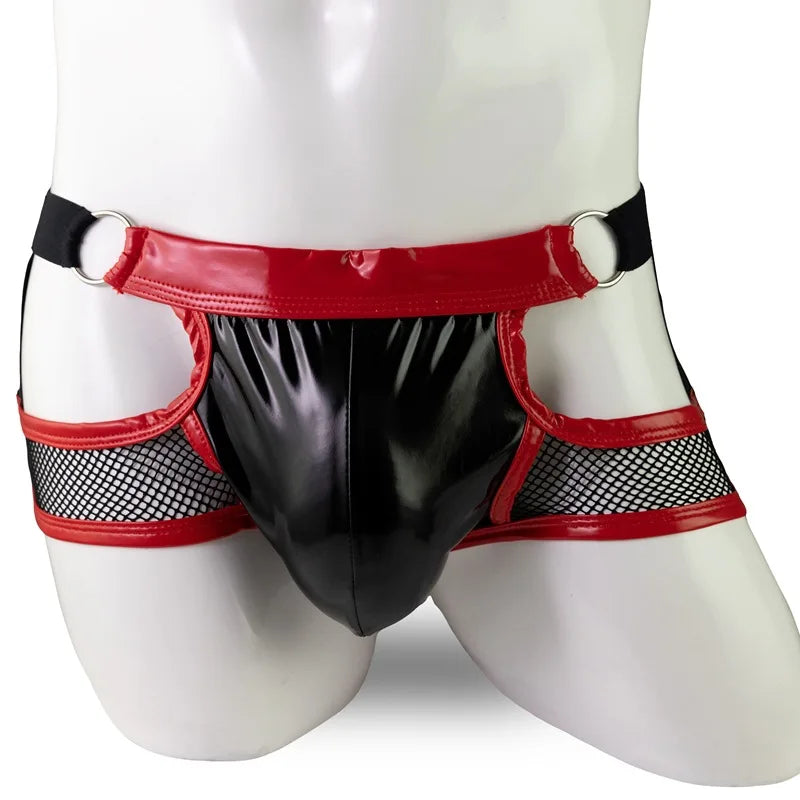O-Ring Mesh & Faux Leather Jockstrap