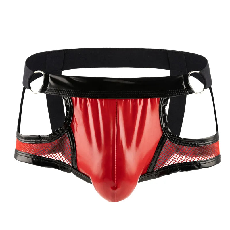 O-Ring Mesh & Faux Leather Jockstrap