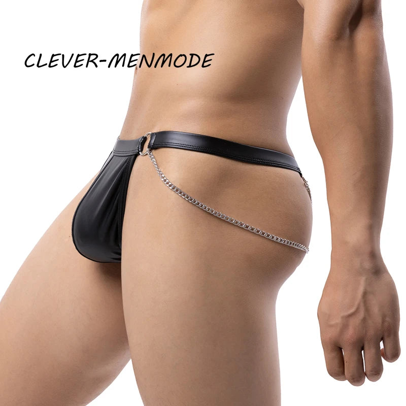 Faux-Leather Chain Thong