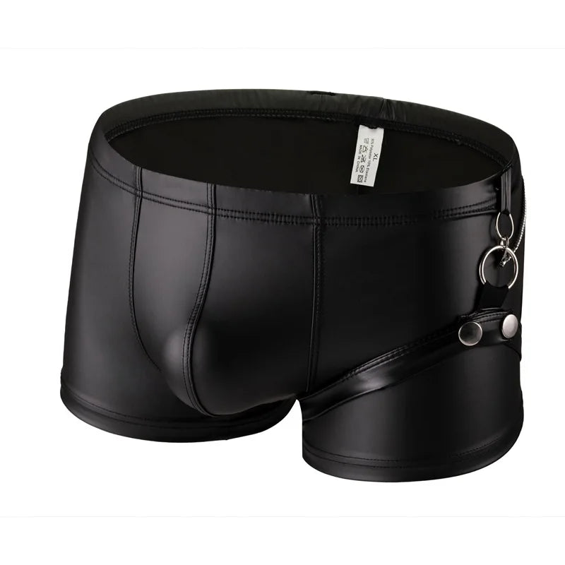 Leash Clip Faux Leather Underwear