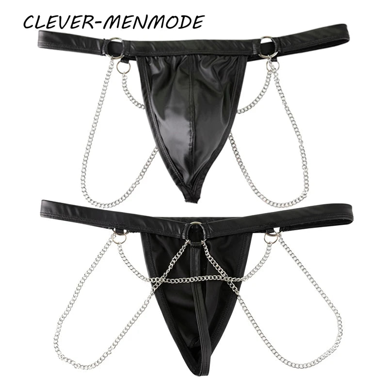 Faux-Leather Chain Thong