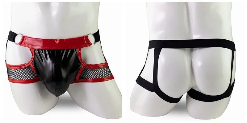 O-Ring Mesh & Faux Leather Jockstrap