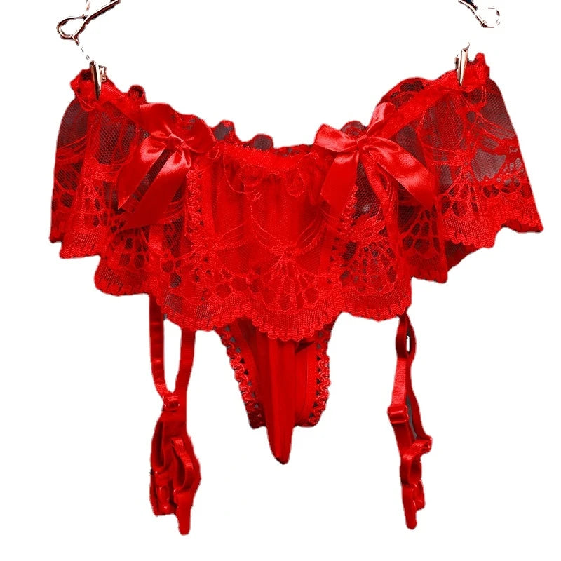 Sissy Lace Garter Skirt Thong