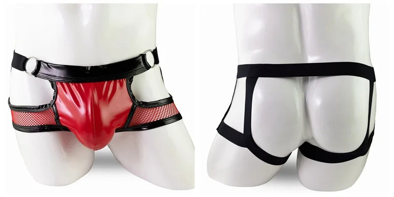 O-Ring Mesh & Faux Leather Jockstrap