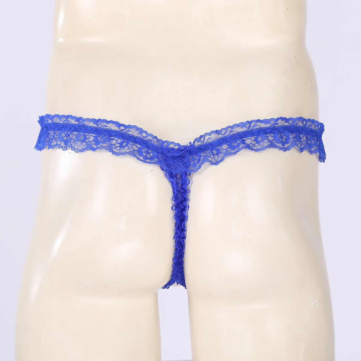 Sissy Frilly Lace Crotchless G-String