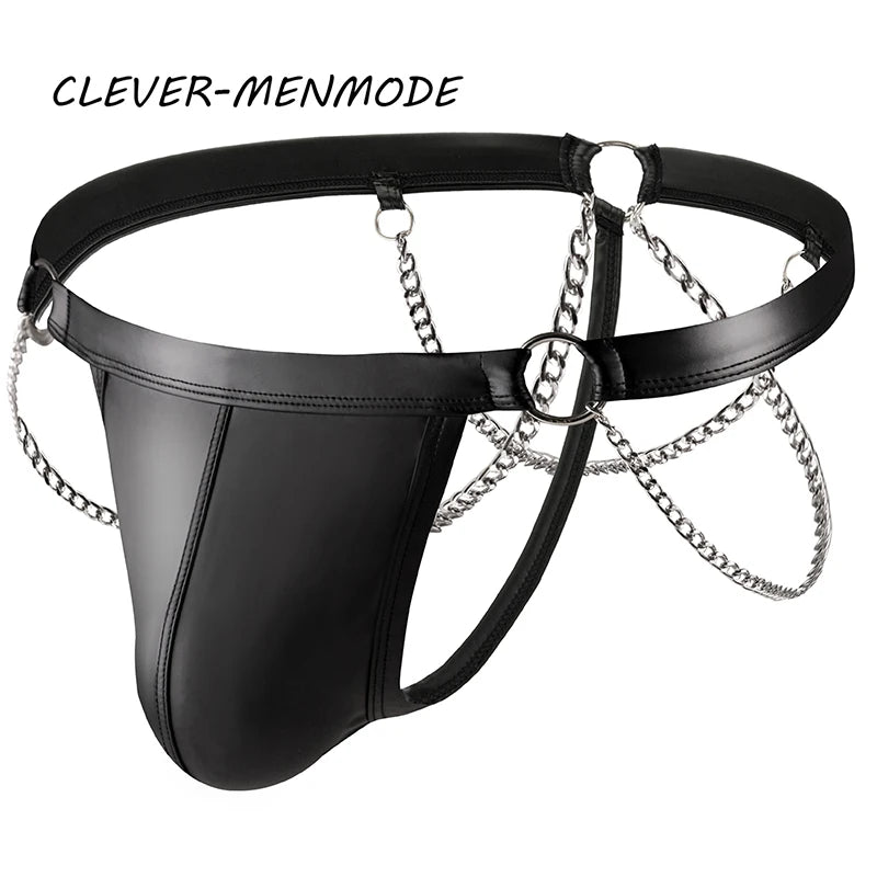 Faux-Leather Chain Thong