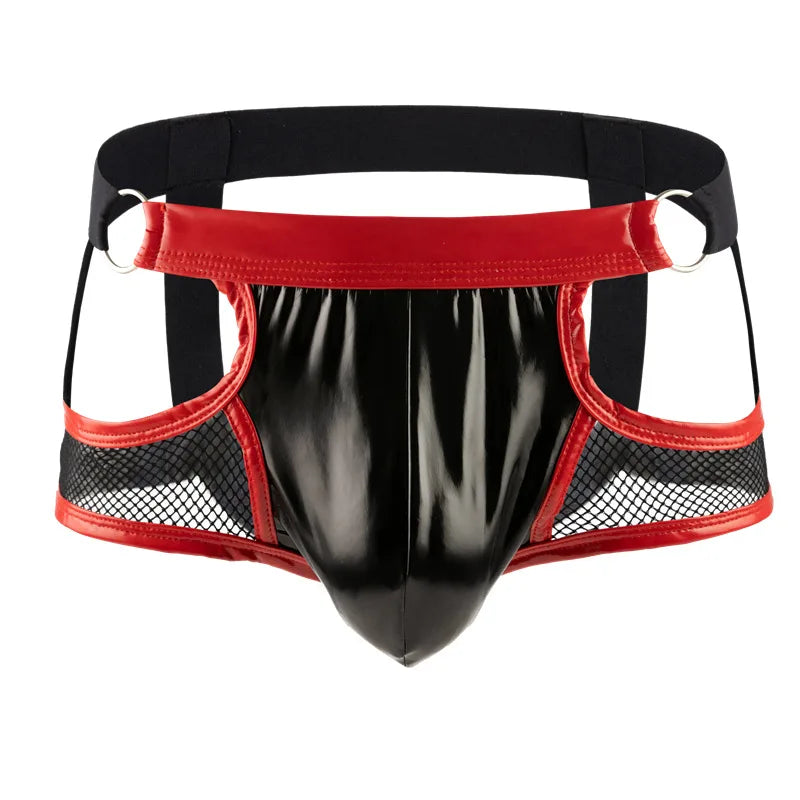 O-Ring Mesh & Faux Leather Jockstrap
